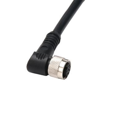 Cable de alambre eléctrico de ángulo recto con IP67 Pin 4 Pin Connector del Pin 3 de la prenda impermeable M12 2