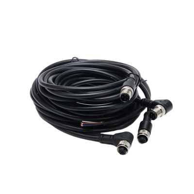 Solas asambleas de cable terminadas rectas de la prenda impermeable de la coleta con la chaqueta de PVC del 1M BK 4C×AWG22