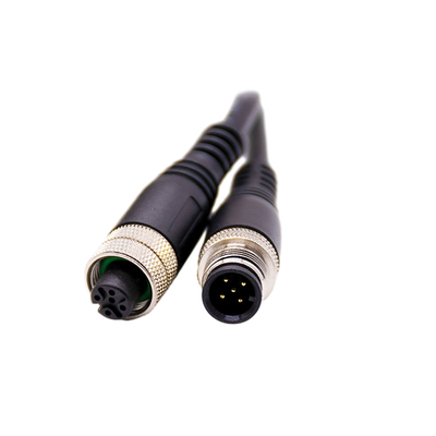 Varón de la longitud del cable el 100cm de Phoenix M12 del tornillo de metal al negro femenino con la cubierta de PVC