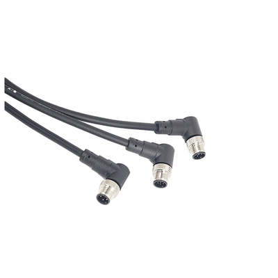 Varón de ángulo recto multi de encargo de las asambleas de cable de la base M12 para el sensor