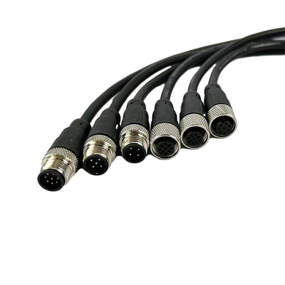Varón de ángulo recto multi de encargo de las asambleas de cable de la base M12 para el sensor
