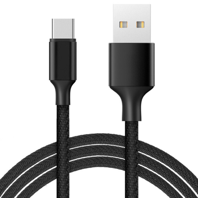 CE trenzado de nylon negro de RoHS del cable de datos de la carga por USB del color 3A certificado