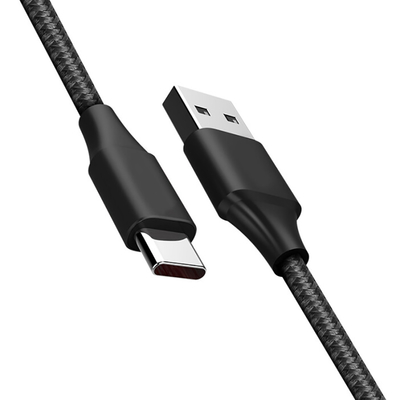 CE trenzado de nylon negro de RoHS del cable de datos de la carga por USB del color 3A certificado
