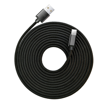CE trenzado de nylon negro de RoHS del cable de datos de la carga por USB del color 3A certificado