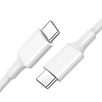 Color blanco USB C a cable rápido de la carga de C con la chaqueta de PVC 20V 3A 60W