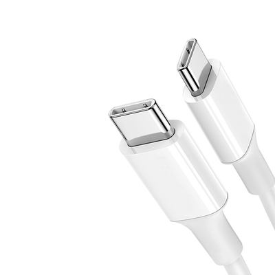 Color blanco USB C a cable rápido de la carga de C con la chaqueta de PVC 20V 3A 60W