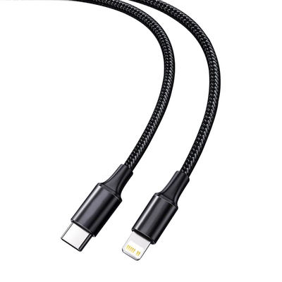 Cable de carga rápido negro del color USB con la velocidad trenzada de nylon de la transferencia de la cubierta 10Gbps