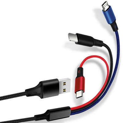 3 en 1 dato de la carga por USB 2.4A telegrafíe el tipo ODM portuario multi del OEM de la función de C