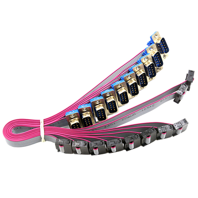 OEM 2,54 milímetros de la echada de cable de cinta IDC DB9 hembra-varón para el soporte del panel