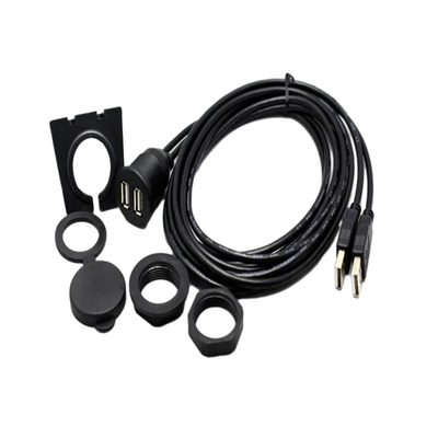 Cable dual del puerto de USB de la prenda impermeable USB2.0 1 metro para la motocicleta del coche