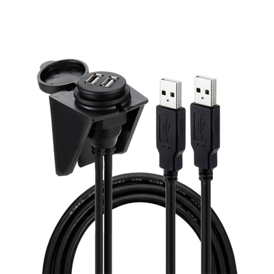 Cable dual del puerto de USB de la prenda impermeable USB2.0 1 metro para la motocicleta del coche