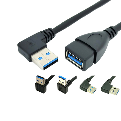 Cable de 90 del grado datos de ángulo recto de la carga por USB con el varón del USB 3,0 al adaptador hembra