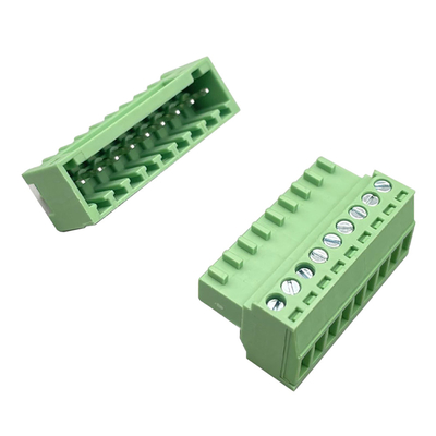 Conector de bloque de terminal conectable masculino femenino 3.81mm Pitch 2-16 pines enchufe en ángulo recto vertical