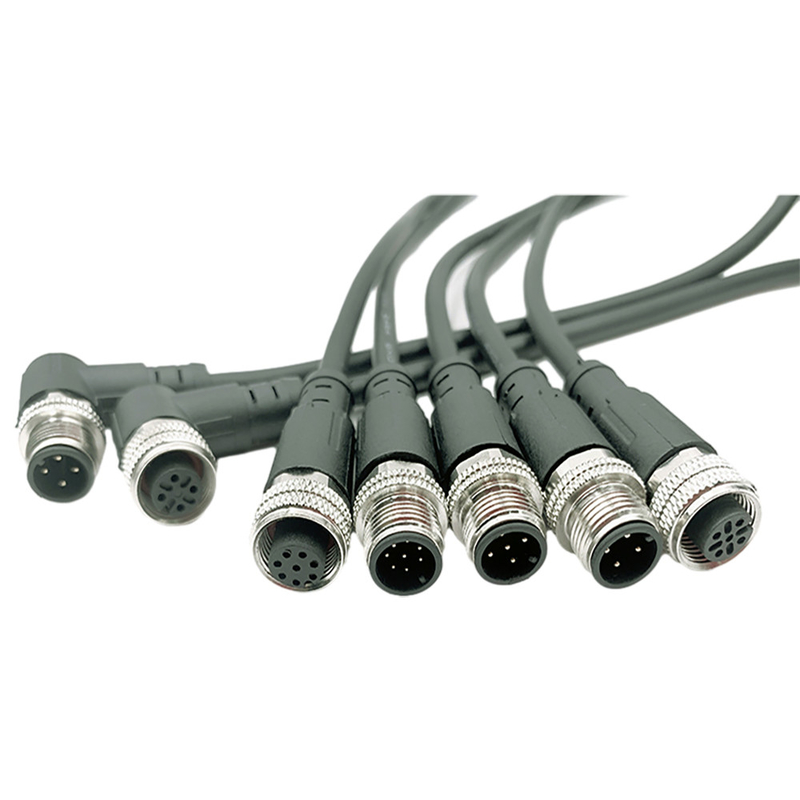 Varón impermeable de las asambleas de cable M12 a la hembra con 4 Pin 8 Pin Connector