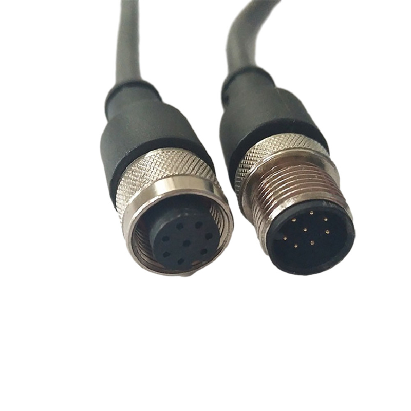 Varón de la longitud del cable el 100cm de Phoenix M12 del tornillo de metal al negro femenino con la cubierta de PVC
